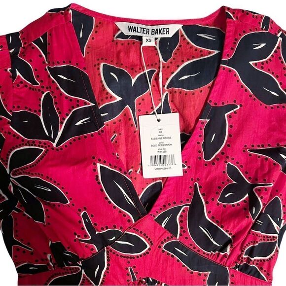 Walter Baker “Fabienne” midi dress in bold persimmon Red Size XS New with tags - Picture 6 of 7